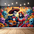 thumbnail image 6 of Floral Design Day of the Dead Skeleton Banner Cultural Theme Celebration Decor for Festival Party Decoration Event, 6 of 7