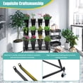 thumbnail image 3 of Black Flower Display Stand with 12Pcs Buckets, 3-Layer Metal Display Stand Decorative Flower Display Stand with Wheels Indoor Outdoor Mobility Flower Cart Ladder Shelf for Florist Patio, Balconies, 3 of 25