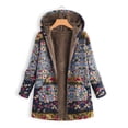 thumbnail image 2 of Baberdicy Womens Coat Womens Winter Warm Coat Outwear Floral Print Hooded Pockets Vintage Oversize Long Sleeve Warm and Soft Winter Coats Womens Winter Coats Blue, 2 of 2