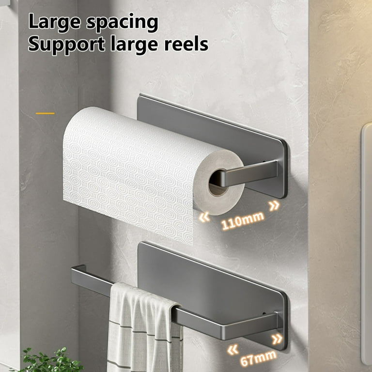 Hesroicy Paper Towel Rack - Wall Mounted, Punch-Free, Strong Load