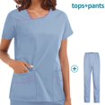 thumbnail image 1 of Ropa de lavado de manga corta para quirófano Ropa de trabajo para el cuidado de la piel femenina Ropa de aislamiento para el operador de enfermería Ropa de trabajo, 1 of 6