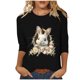 thumbnail image 2 of Xuyuer Ladies' Easter Print Round Neck Three Quarter Sleeve 3/4 Sleeve T-shirt Loose Tops Casual Loose Fit Crewneck T Shirts Tunic Tops, 2 of 5