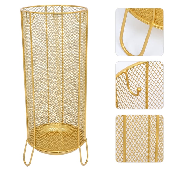 Amosfun 1Pc Iron Umbrella Stand Golden Color Walking Stick Organizer with Hollow Design