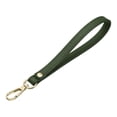 thumbnail image 3 of Llavero de cuero PU Uxcell, soporte de llaves con cierre de anillo dorado metálico anti pérdida para billetera o bolso, verde, 3 of 6
