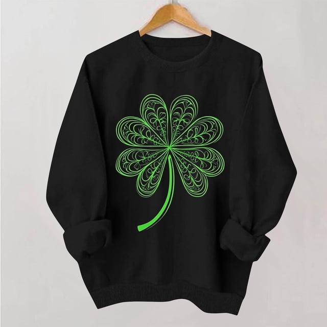 TaTaai Women Casual No Hood St Patrick's Day Printed Sweatshirt Crew Neck Long Sleeve Top Ladies Daily Commute Festival Wear Soft Warm Comfortable Stylish Pullover Top Gift