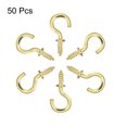 thumbnail image 2 of Uxcell 0.8" Small Screw Eye Hooks Self Tapping Screws Carbon Steel Golden 50Pcs, 2 of 4