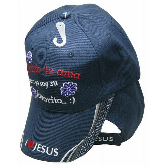 Cristo Te Ama Pero Yo Soy Su Favorito Christian Blue Embroidered Cap 845A Hat