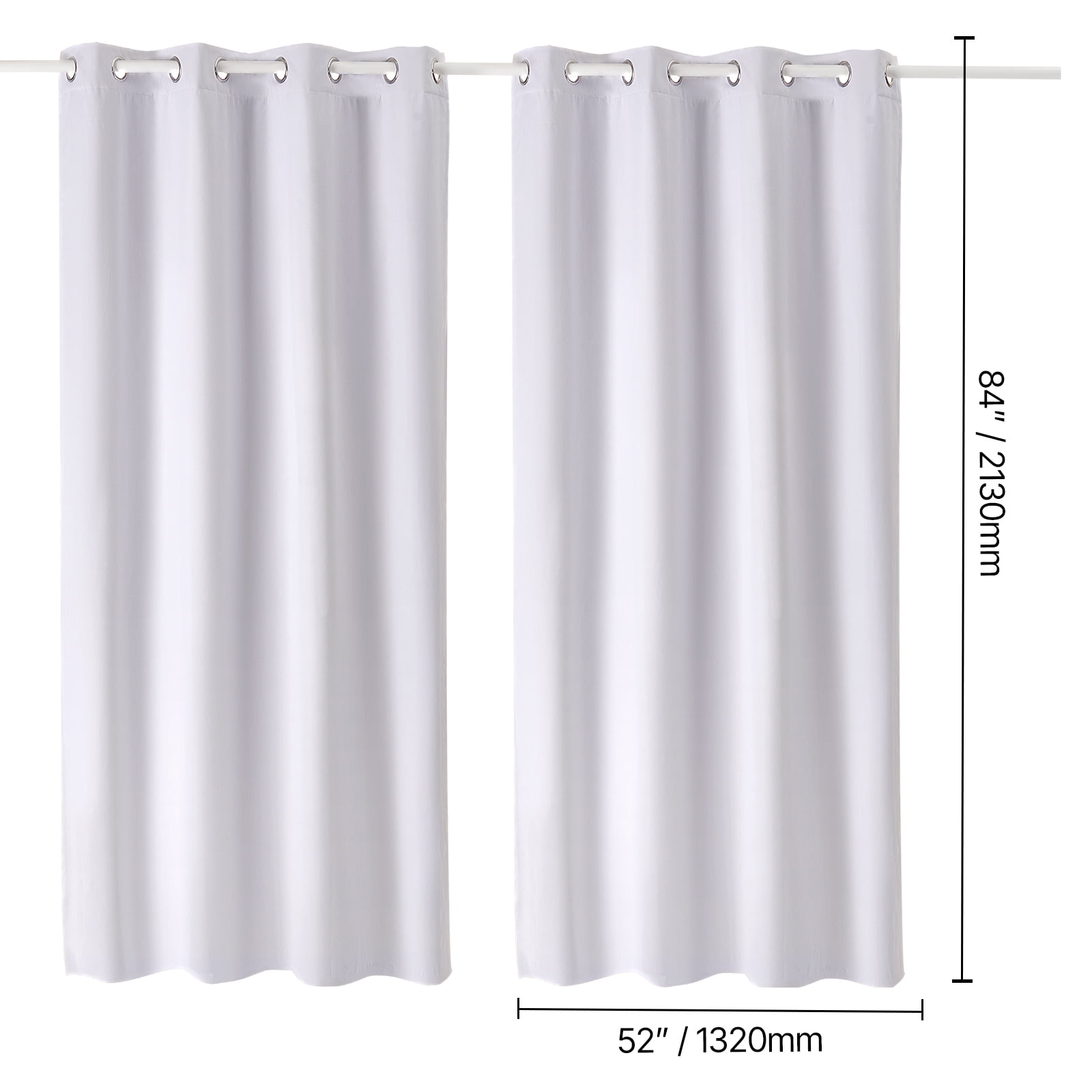 KFFKFF 84-Inch Blackout Curtains, Set of 2 Panels, Each 52 Inches Wide, Thermal Insulated Light-Blocking Drapes, 3-Layer Design with Grommets, Ideal for Bedroom and Living Room Windows, White