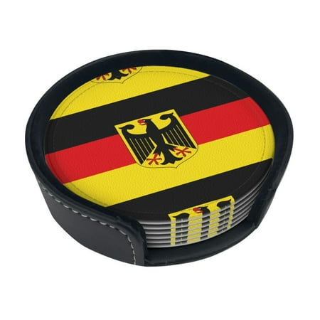 

6 Pieces Of Round Leather Coasters Anti-Fouling And Anti-Ironing Coasters Suitable For Home Restaurants Kitchen Offices And So On Germany German Flag