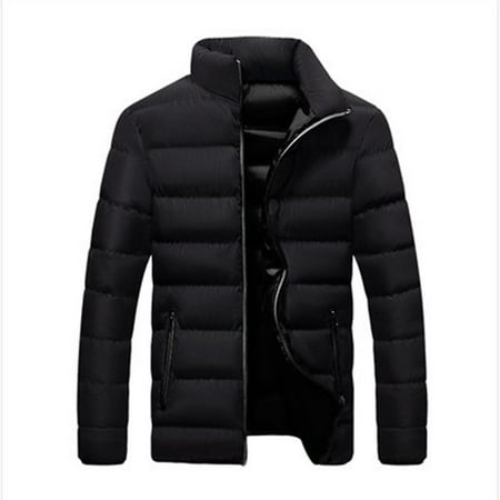 Men's Fiber Down Padded Full Zip Short Coat Windproof Winter Puffer