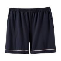 Womens Cotton Lounge Shorts Loose Athletic Wide Leg Summer Shorts with Pocket Casual Elastic Pull-On Pajamas Bottoms Navy, M