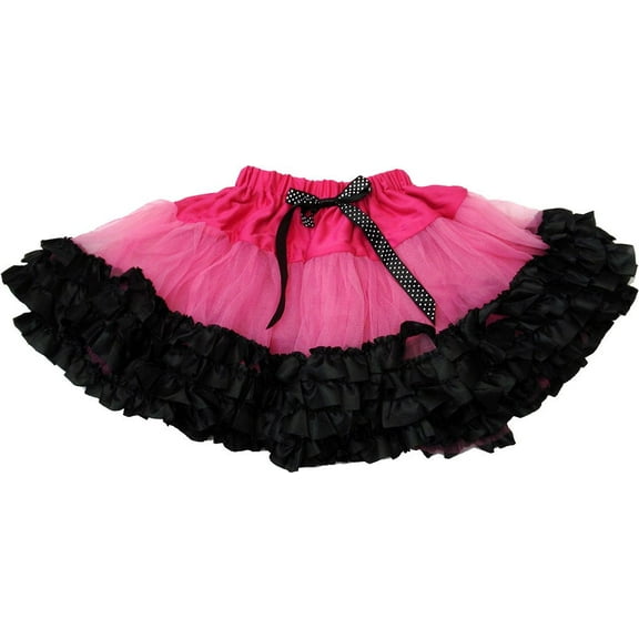 Wenchoice Girl'S Hot Pink & Black Bow Pettiskirt M(3T-4T)