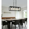 thumbnail image 3 of Q&S Black Modern Industrial Kitchen Island Light 4-Lights Rectangular Linear Farmhouse Chandelier Pendant Light Fixtures for Dining Room Office Bar UL Listed 26.6*8.7*66.7 Inch Adjustable, 3 of 8