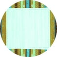 thumbnail image 1 of Ahgly Company Machine Washable Indoor Round Solid Turquoise Blue Modern Area Rugs, 7' Round, 1 of 4