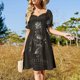 thumbnail image 4 of Vestido de manga corta con diseño moderno de mediados de siglo, vestidos de noche para mujer, vestido largo para mujer, ropa de playa, 4 of 7