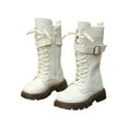 thumbnail image 3 of lnmuld Boots for Girls Stylish Autumn Girls Casual Boots Flat Thick Sole Non Durable PU Leather Easy Wear Comfortable Footwear for Kids Size:4.5-5 Years, 3 of 9