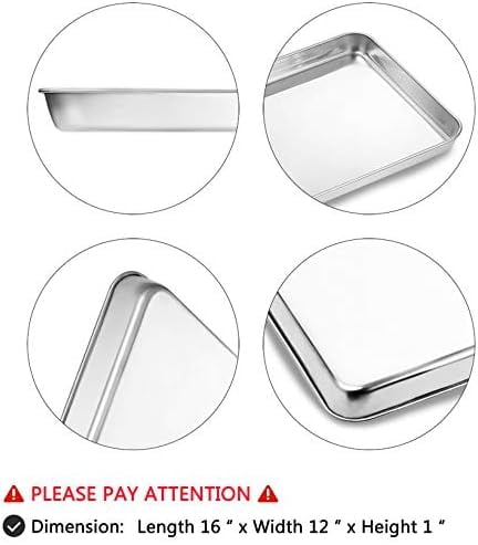Cookie Sheet Baking Sheet,  Stainless Steel Bakeware Oven Tray, 16 inch Commercial Grade Professional Bakeware, Healthy & Non-toxic, Mirror Finish & Rustproof, Easy Clean & Dishwasher Safe