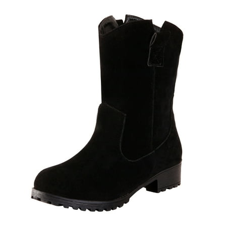 

gvdentm Boots For Women Fashion Boots Fashion Round Heel Warm Boots Women s Heel Low Women s Wedge Heeled Boots New