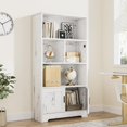 thumbnail image 1 of BeesClover Book Shelf, with LED Lights Farmhouse Bookcase, with Doors Modern Storage Rack 3 Shelf, Tall Standing Bookshelves, Large Display Racks Book Shelf for Bedroom, Living Room, Home Office, 1 of 8