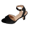thumbnail image 6 of Dakaela Womens Kitten Heels Sandals Pointed Open Toe Ankle Buckle Strap Summer Dress Shoes 3.14 Inch Prom Wedding Party Pumps Size 6-10 Black, 6 of 7