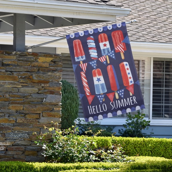 Northlight Hello Summer Americana Ice Pop Outdoor House Flag - 28" x 40"