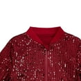thumbnail image 4 of Cethrio Girls Bomber Jackets, Sequin Zip up Long Sleeve Performance Spring Outerwear Red Size 5T, 4 of 6