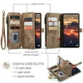 thumbnail image 2 of Allytech Wallet Case for Samsung Galaxy A53 5G, Card Slots + Cash Slot + Zipper Pocket Large Capacity PU Leather Case with Hand Strap, [All-Round Shockproof] Wireless Charging Kickstand Case, Brown, 2 of 10