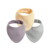 3Pcs/Lot Baby Bibs Muslin Cotton Stuff Newborn Solid Color Snap Button Soft Triangle Saliva Towel Burp Cloth Feeding Drool Bibs 9