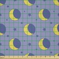 thumbnail image 2 of Ambesonne Moon Fabric by the Yard Microfiber, Night Sky Cartoon, 3 Yards, Lavender and Yellow, 2 of 2
