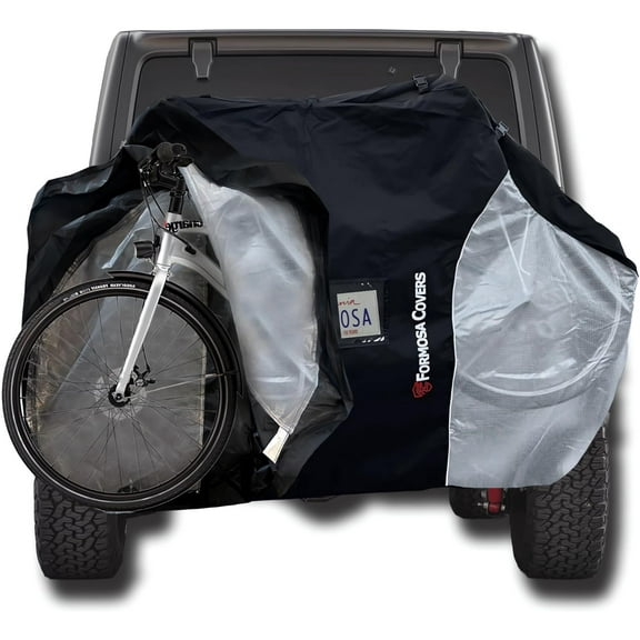 Covered Living Lightweight Travel Bike Cover for Rear Hitch Mount Rack - Safe Transport - 300D Material - Reflectors (1-2 Bikes)