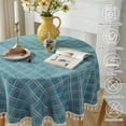 thumbnail image 3 of Nappe Ronde en Coton et Lin Anti-Taches avec Franges Lavable 140x140cm, 3 of 5