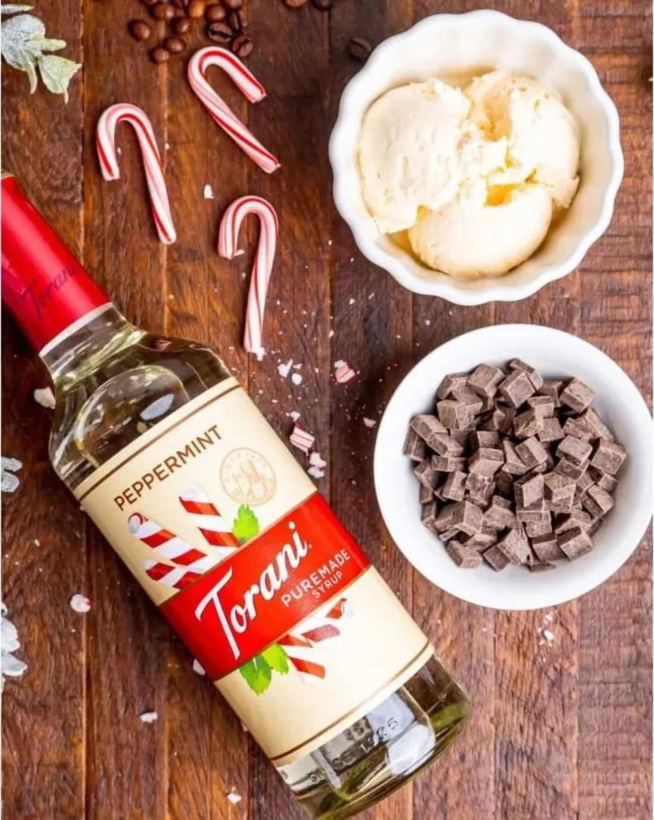 Torani Peppermint Puremade Flavouring Syrup, 25.4 fl oz (750ml) Glass Bottle with Absol Gold Pump