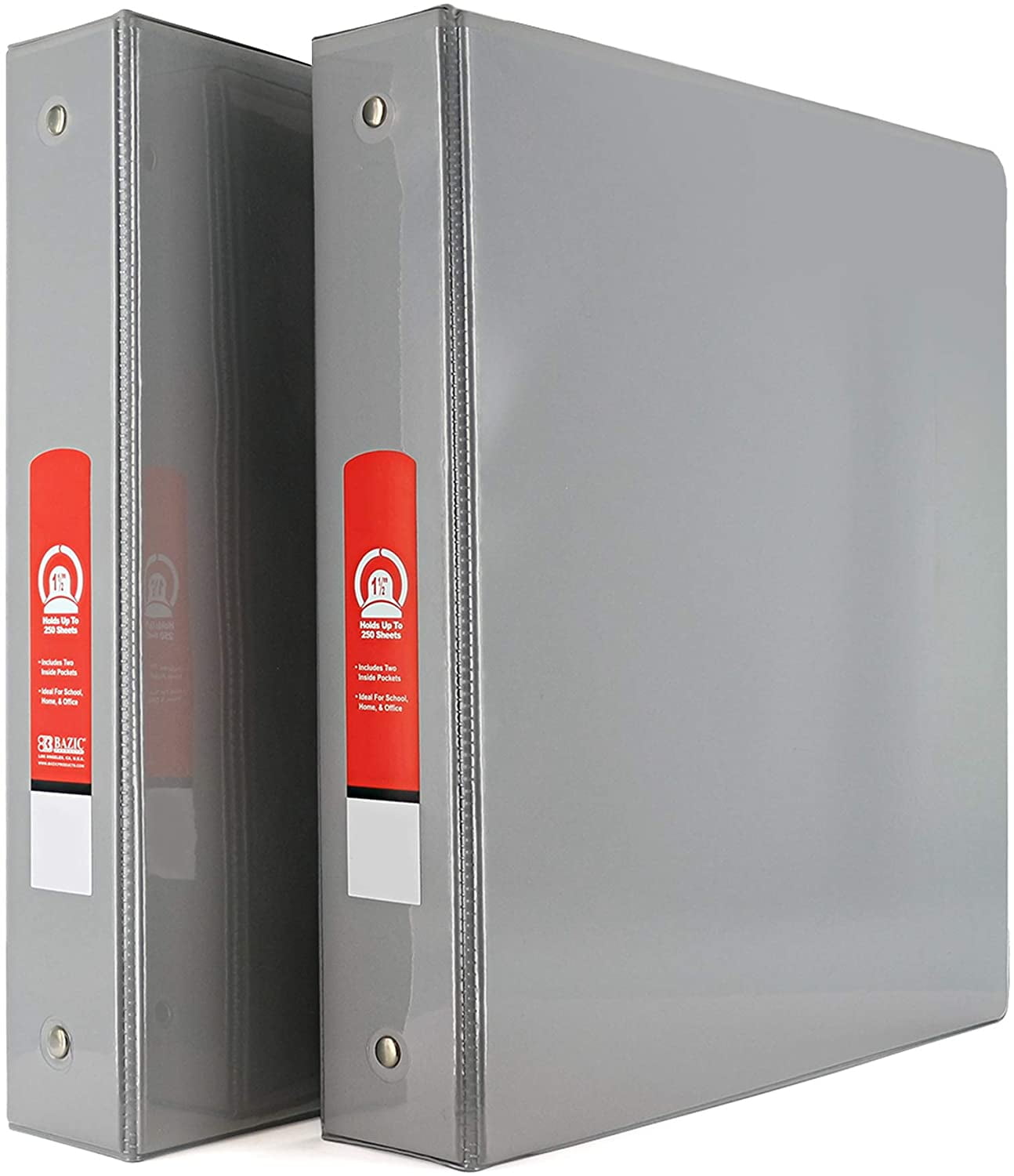 Emraw 1.5' 3-Ring View Binder with 2-Pockets - Available in Grey(2-Pack)