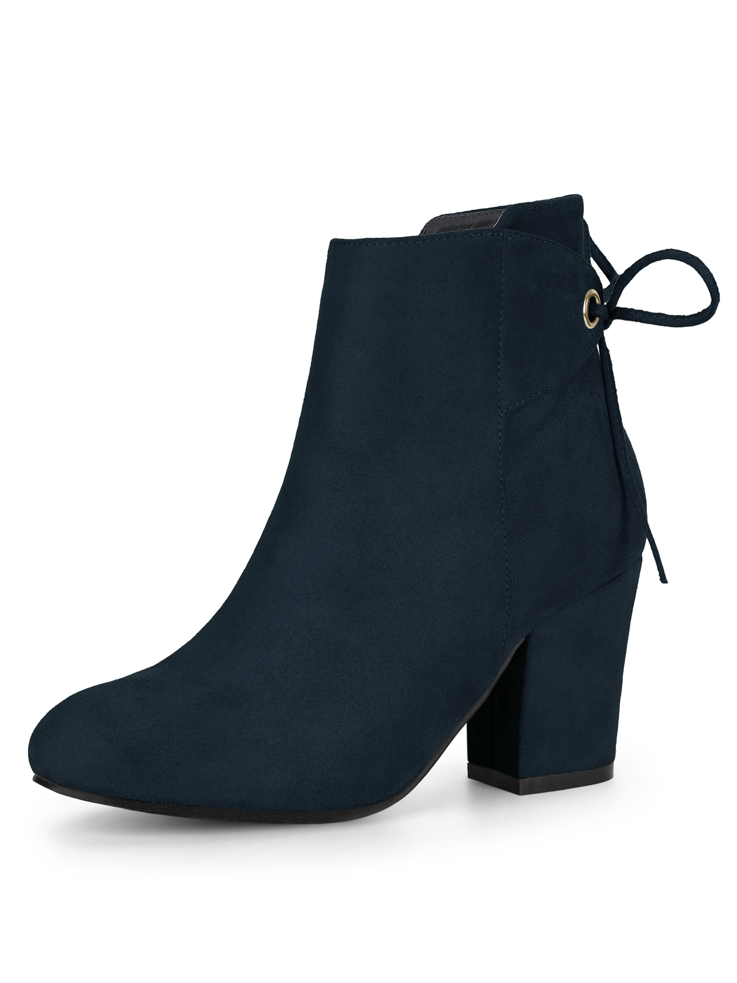 round toe block heel ankle boots