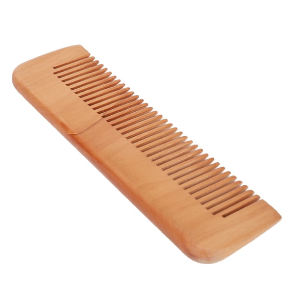 Peine de Cabello de Madera, Peine de Barba Reduce El Frizz Frizz De Durazno Madera Dientes Dientes Resistentes y Resistentes Portátiles para Viajar para Hombres