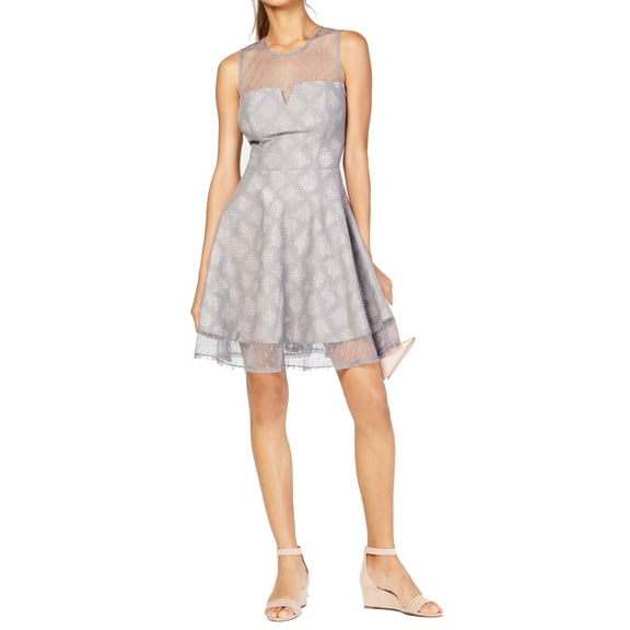 City Studios Juniors Glitter Fit Flare Dress Gray Silver 3