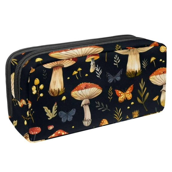 MUOOUM Pencil Case, Mushrooms and Butterflies Patterns Large Capacity Pencil Pouch Stationery Pen Bag