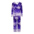 thumbnail image 3 of BLTIBY Christmas Pajama Sets for Women V Neck Xmas Printed Long Sleeve Pullover Top Long Pants Lounge Set Sleepwear Comfortable Blue M, 3 of 4