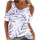 thumbnail image 1 of Camisas de Manga Corta para las Mujeres Blusa de Cuello Redondo de Impresión Casual, Top de Algodón de Imitación Ligero para el Hogar, el Uso Diario Y las Cuatro Estaciones, 1 of 4