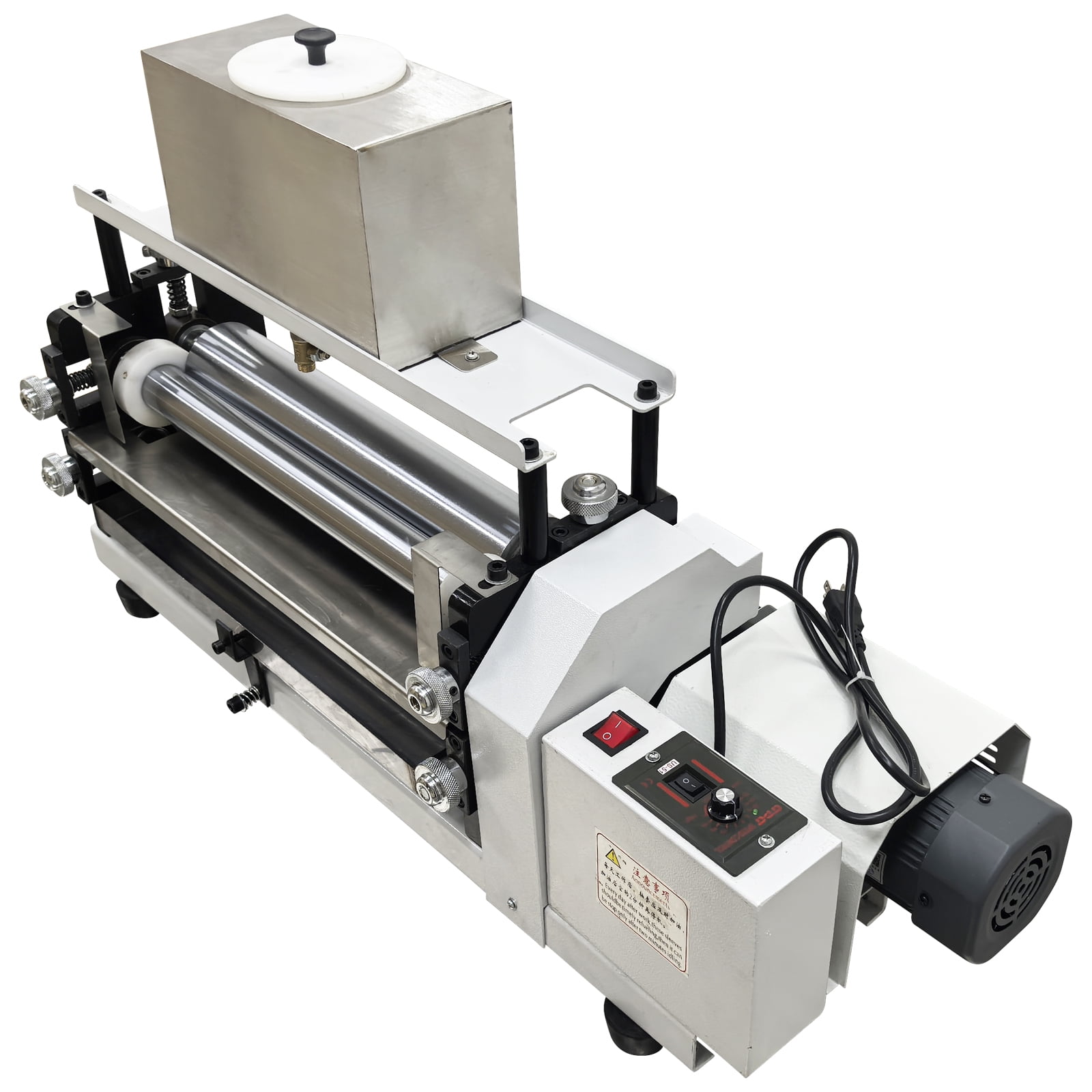 Automatic Double-Sided Gluing Machine 15.35" Soft Roller Glue Coating Machine for Paper Leather Craft 110V