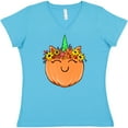 thumbnail image 3 of Inktastic Pumpkin Unicorn for Halloween and Thanksgiving Women's V-Neck T-Shirt, 3 of 5