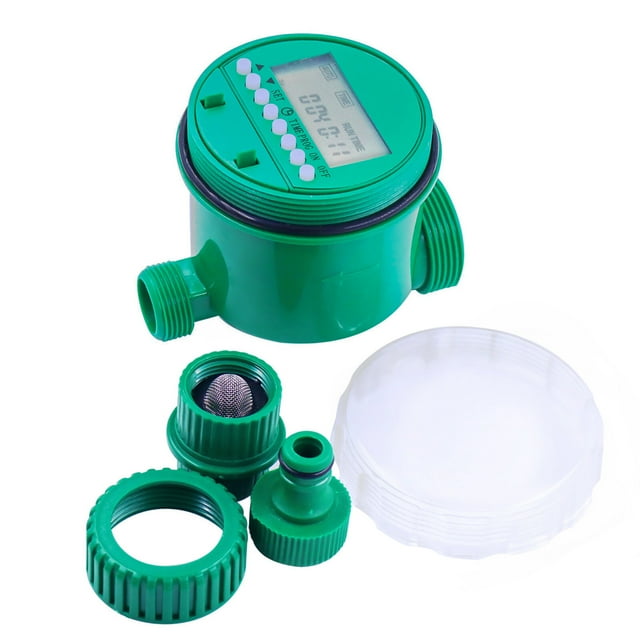 Graflsoa Smart Garden Watering Timer with LED Display - 6-Port Automatic Irrigation Controller for Lawns, Greenhouses, and Balconies (Green, Battery Not Included)