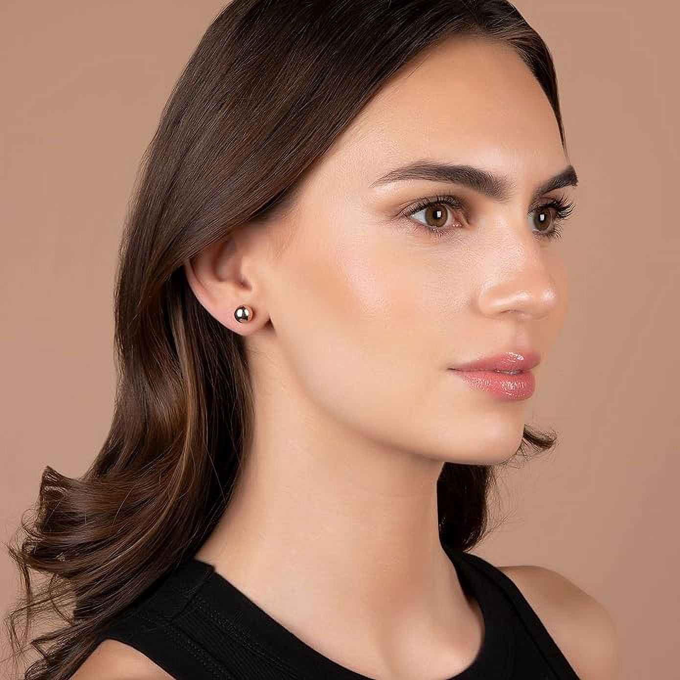 PORI JEWELERS Premium Ball Stud Earrings 14k, Rose Gold