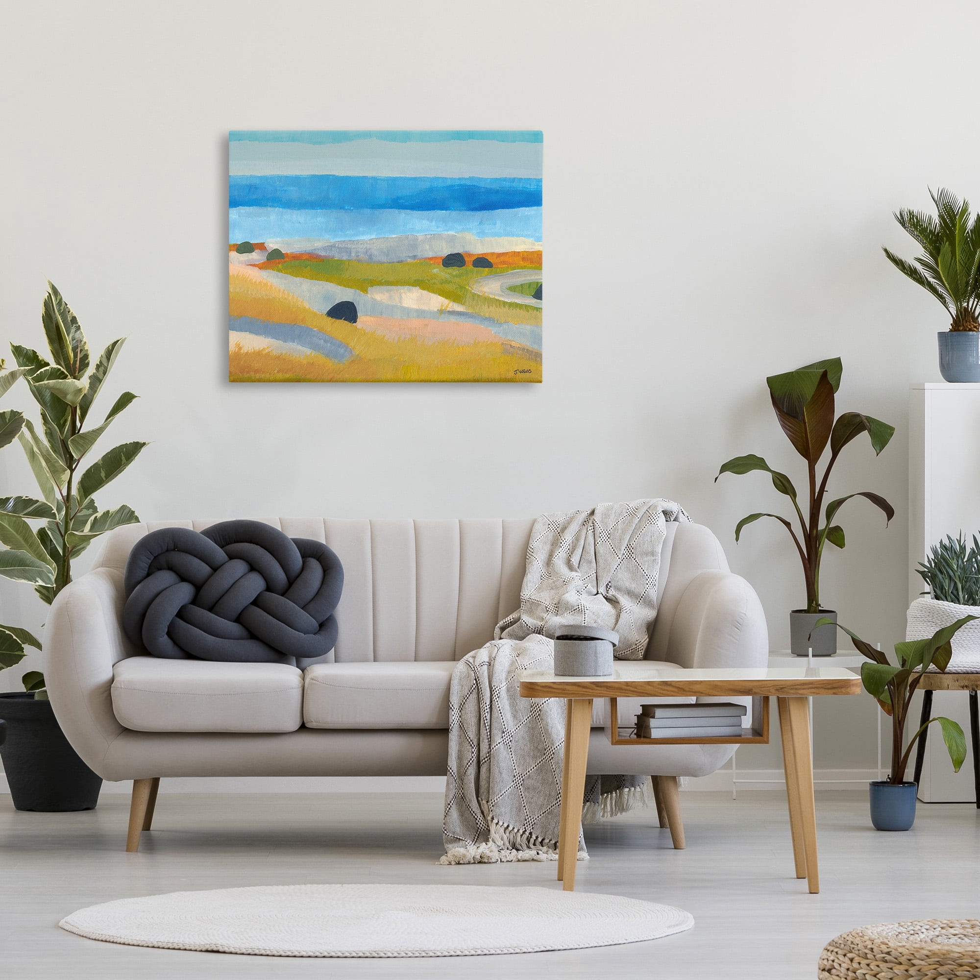 Stupell Industries Abstract Grassland & Beach Landscape Painting Gallery Wrapped Canvas Art Print Wall Art, 40 x 30
