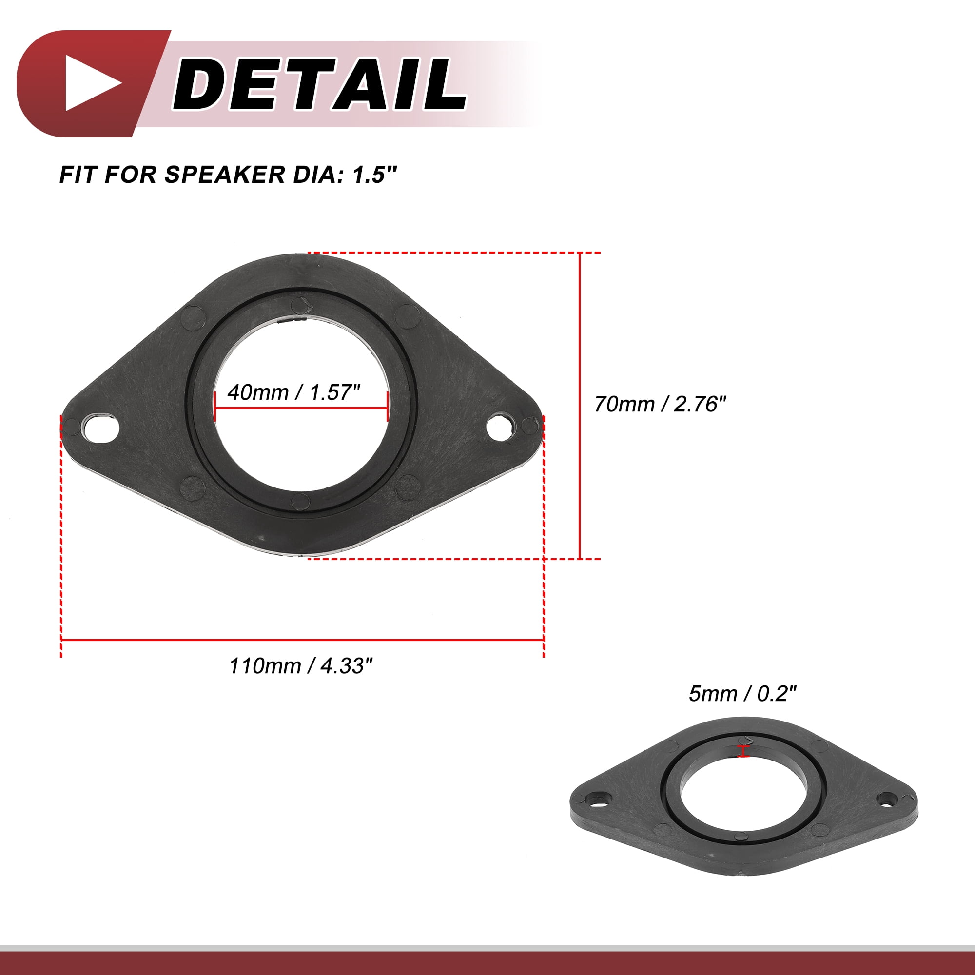 Unique Bargains 2 Pcs Audio Coaxial Speaker Spacer Ring for Toyota Tacoma 2005-2023