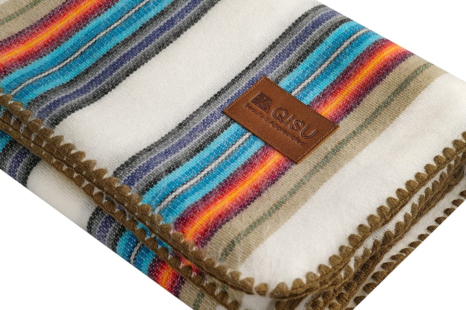 Qisu Alpaca Wool Blanket Throw Large, Beautiful, Warm, Variegated