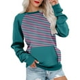thumbnail image 2 of Wyzesi Chandails en Molleton Vert Olive pour Femmes Mode Décontractée Rayé Couleur Unie Imprimé avec Poche Col Rond Manches Longues Chandails en Molleton de Maternité Chandails en Molleton à Manches Courtes Gilet Femmes Overd, 2 of 5