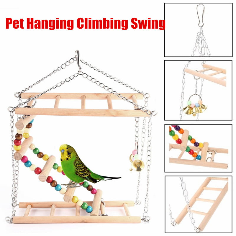 Wooden Pet Swing Climbing Ladders Toy for Parakeet HERCHR Bird Toys for Parrots
