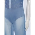thumbnail image 6 of SiiRoh Girls Latin Jazz Dance Jumpsuit Sleeveless Shiny Rhinestone Pageant Romper Wide Leg Pants Dusty Blue 14, 6 of 7