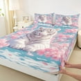 thumbnail image 3 of Manfei Tiger Animal Boy Girl Twin Sheet Sets 3pcs,Floral Cherry Blossom Twin Fitted Sheet Microfiber,Jungle Wildlife Breathable Flat Sheet,Super Cozy Room Decor, 3 of 7